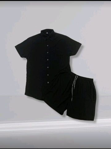 KIT Set FINE VISCOSE Shirt and Shorts Plain Fabric Cold Soft Fresh