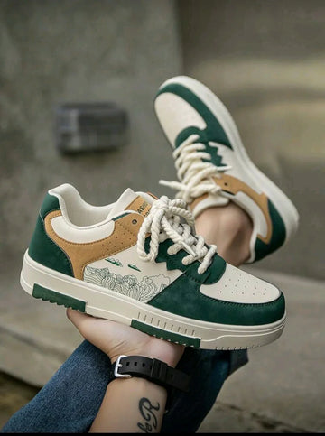 Men's Casual Low-Top Lace-Up Sneakers with Elegance, Comfortable, Versatile, Outdoor Walking Shoes